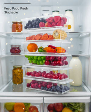 Set of 6 Fridge Storage with Removable Drain Plate