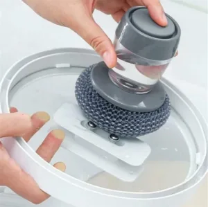 Soap Dispensing Palm Brush Multifunctional Cleaning Brush I Automatic Liquid Tank Kitchen Utensils Sink Cleaning Brush Scrubber, Dish Bowl Washing Brush - Pack of 2