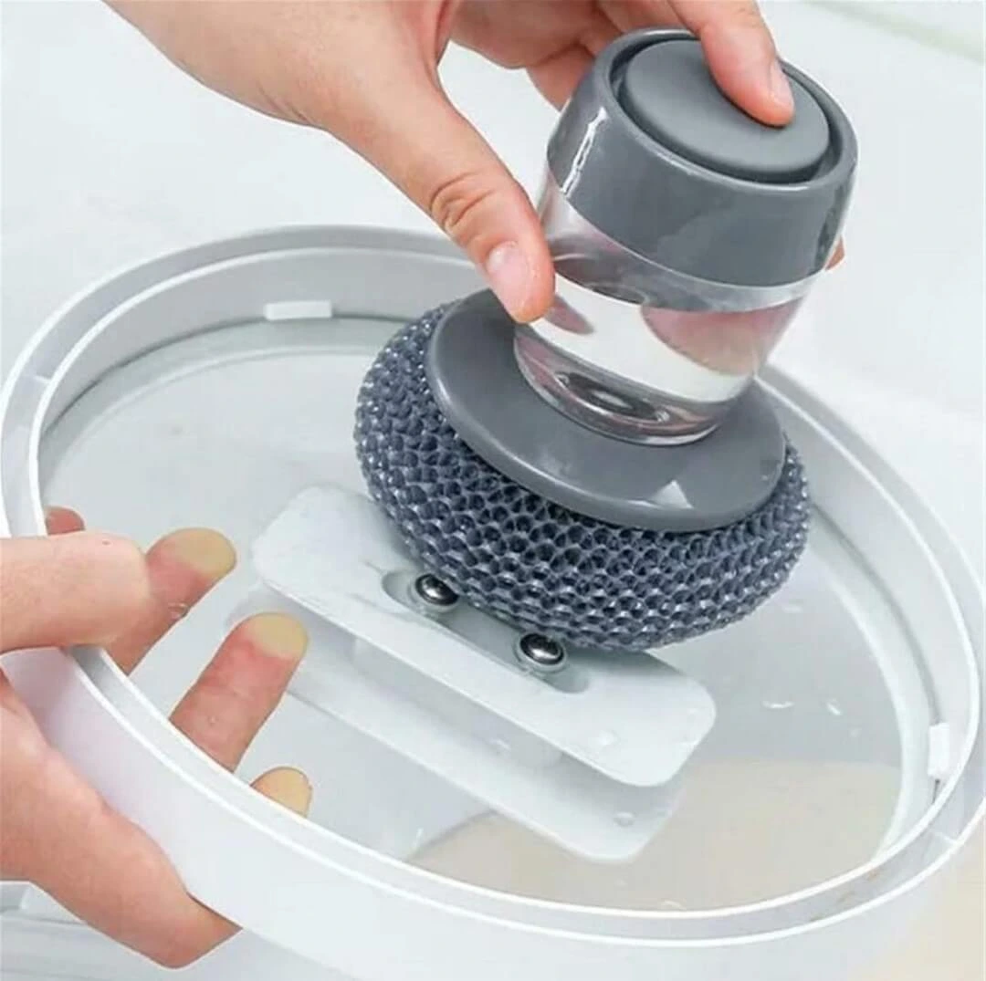 Soap Dispensing Palm Brush Multifunctional Cleaning Brush I Automatic Liquid Tank Kitchen Utensils Sink Cleaning Brush Scrubber, Dish Bowl Washing Brush - Pack of 2