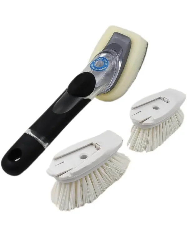 Dish Scrubber with Soap Dispenser I Kitchen Scrub Dish Wand for Dishes ,Sink , Pot , Pan Cleaning and washing - Set of 1 with 2 Refill