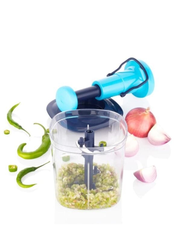 Manual Vegetable Chopper with 6 Stainless Steel Blades | 1100ml Plastic Cutter Machine for Onions, Salads & More | Kitchen tool cutter with Anti-Slip Base | Best Kitchen Vegetable Chopper for Home Use
