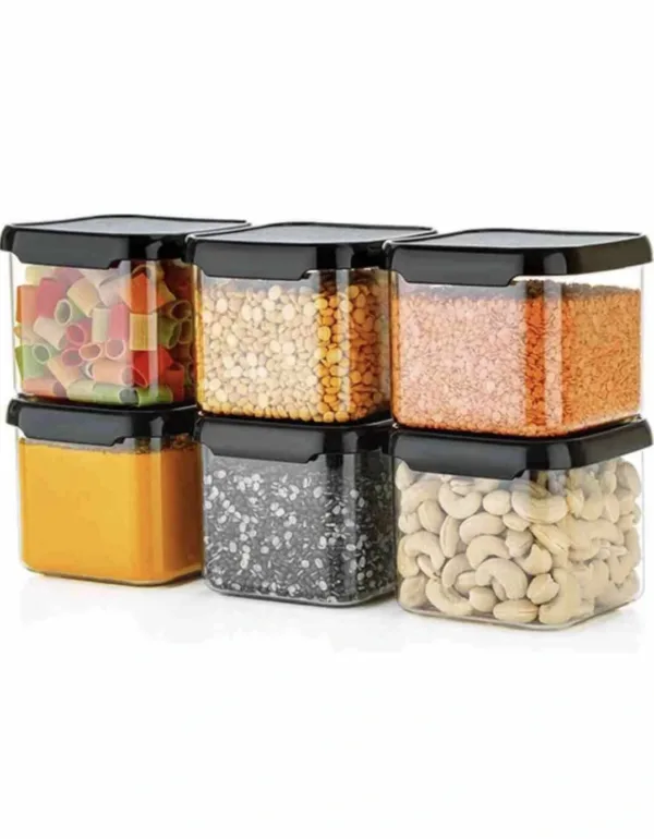 Storage Containers for Pantry & Kitchen , BPA-Free Plastic Jars for Flour, Sugar, Cereal, Spices – Space-Saving, Stackable, Transparent Food Storage (Pack of 6, 500ml)