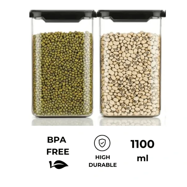 Airtight Storage Containers for Kitchen & Pantry, BPA-Free Plastic Jars for Flour, Sugar, Snacks, Cereal, Spices – Space-Saving, Stackable, Pest-Proof, Transparent Food Storage (Pack of 12, 1100ml)