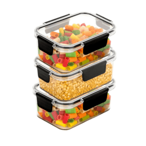 Air Tight Plastic Storage Boxes I Container For Kitchen , Pantry & Fridge Organizer I Grocery food Lid Lock storage containers ( 1600 ml- Set of 3 boxes )