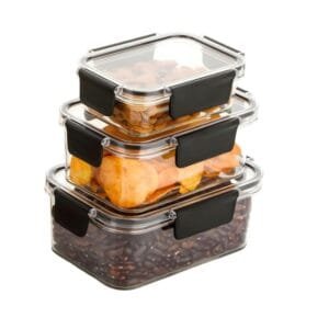 Air Tight Plastic Storage Boxes I Container For Kitchen , Pantry & Fridge Organizer I Grocery food Lid Lock storage containers ( 1600 ml , 900 ml , 300 ml - Set of 3 boxes )