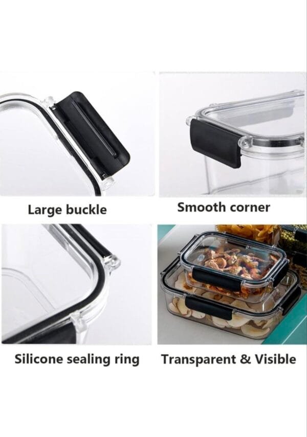 Air Tight Plastic Storage Boxes I Container For Kitchen , Pantry & Fridge Organizer I Grocery food Lid Lock storage containers ( 1600 ml , 900 ml , 300 ml - Set of 3 boxes )