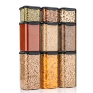 Airtight Storage Containers for Kitchen & Pantry, BPA-Free Plastic Jars for Flour, Sugar, Snacks, Cereal, Spices – Space-Saving, Stackable, Pest-Proof, Transparent Food Storage (Pack of 9, 500 ml - 3, 1100ml - 3 , 1500 ml - 3)