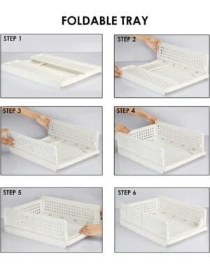 Pack of 4 Pcs.(Large) Clothes Shirt Stacker Organizer, Cupboard Foldable Stackable Multipurpose Adjustable Sliding Tray Basket , White