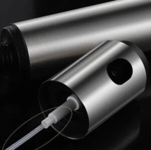 PREMIUM CONSTRUCTION: Made from high-quality stainless steel with a sleek, durable design and 100ml capacity for long-lasting performance VERSATILE USAGE: Perfect for dispensing cooking oils, vinegar, and other liquid ingredients for cooking, BBQ, grilling, salads, and baking PRECISE CONTROL: Fine-mist spray mechanism ensures even distribution of oil, helping you control portions and reduce oil consumption PORTABLE DESIGN: Compact and lightweight construction makes it convenient to carry and store, ideal for both kitchen and outdoor cooking