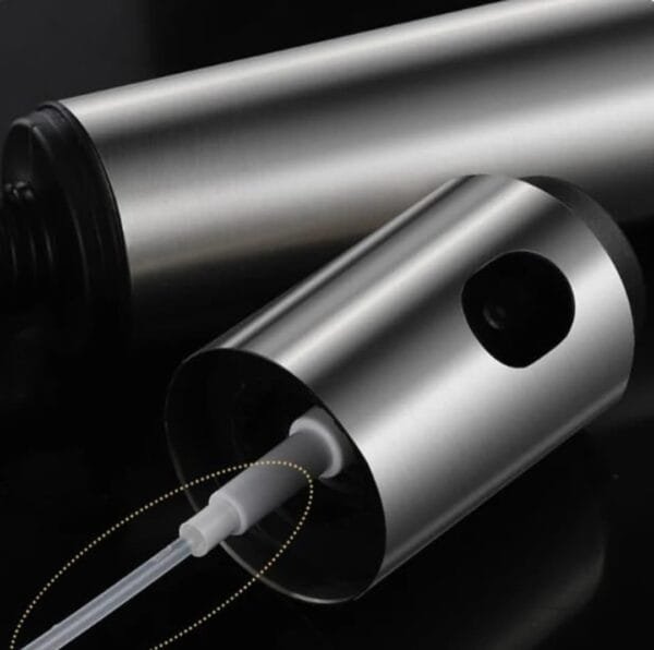 PREMIUM CONSTRUCTION: Made from high-quality stainless steel with a sleek, durable design and 100ml capacity for long-lasting performance VERSATILE USAGE: Perfect for dispensing cooking oils, vinegar, and other liquid ingredients for cooking, BBQ, grilling, salads, and baking PRECISE CONTROL: Fine-mist spray mechanism ensures even distribution of oil, helping you control portions and reduce oil consumption PORTABLE DESIGN: Compact and lightweight construction makes it convenient to carry and store, ideal for both kitchen and outdoor cooking