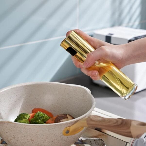 100 ml - Cooking Oil Sprayer Dispenser Pro | Full Outside Stainless Steel and Inside Glass Oil Spray Bottle | Food-Grade Portable Oil/Vinegar Sprayer Bottle Kitchen Gadgets for Cooking