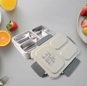 Leak Proof I 3-Compartment Stainless Steel Lunch Box (1 Pc)