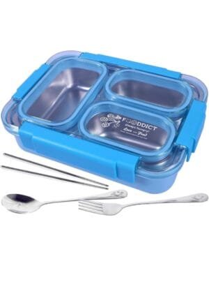 Stainless Steel Insulation Portable BPA Free Leak-Proof 3 Grid Capacity Bento Lunch Box for Kid Adult Student Children - 710 ml