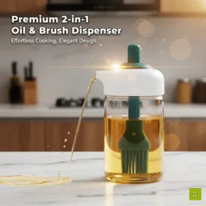 250 Ml Glass Oil Dispenser With Brush, Multi-Use For Cooking, Baking (Pack Of 1 )