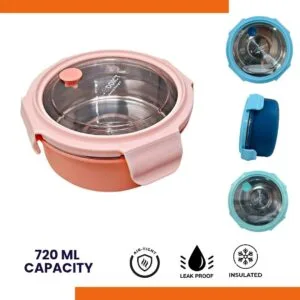 720 ml Round Leak proof Stainless Steel Lunch Box