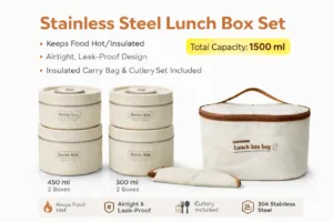 1500 ml 4 compartment Stainless steel lunch box