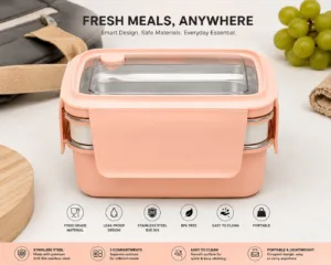 Double Layer Stainless Steel Lunch Box ( 1300 ml )